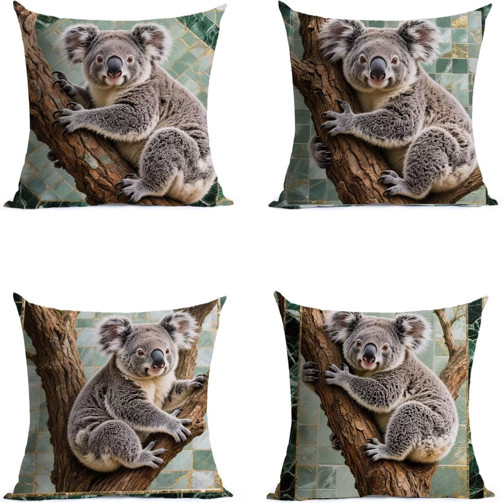 Animal Outdoor Kissenbezug 60x60cm Wasserdicht Kopfkissenbezug THDZ-0342 | Sofa Bett Dekokissen Bezug Koala Doppelseitiger Druck Unsichtbarer Reißverschluss for Home Decoration Geschenke für Frauen