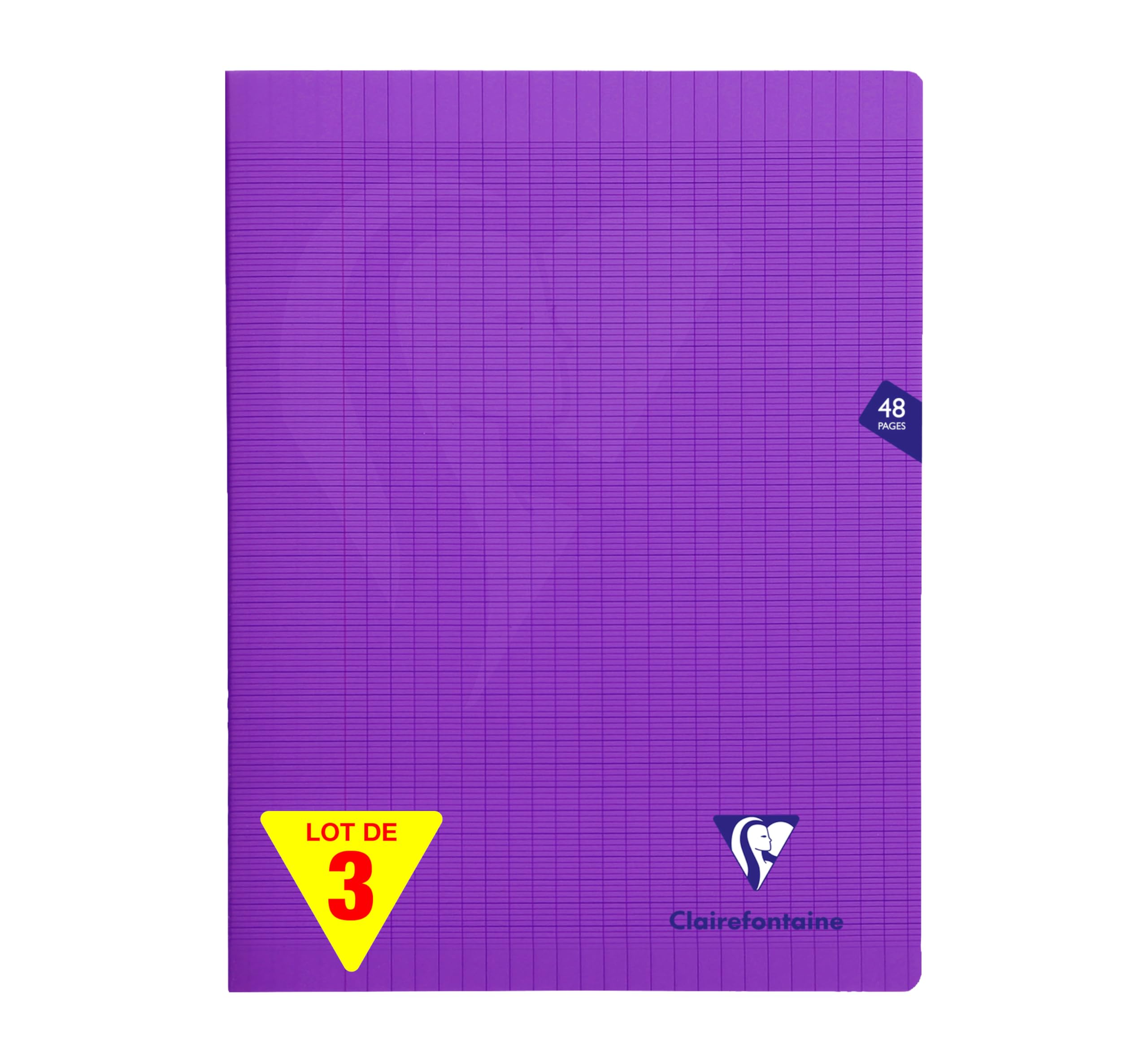 Clairefontaine 3 Cahiers Agrafés Mimesys 24x32 cm 48 Pages Grands Carreaux 90 g Couverture Polypro Violet