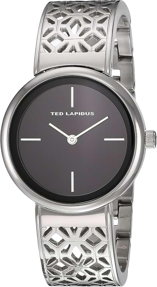 Montre TED LAPIDUS Femme D0355 - Bracelet Argenté, Cadran Ardoise, Quartz, Résistante éclaboussures