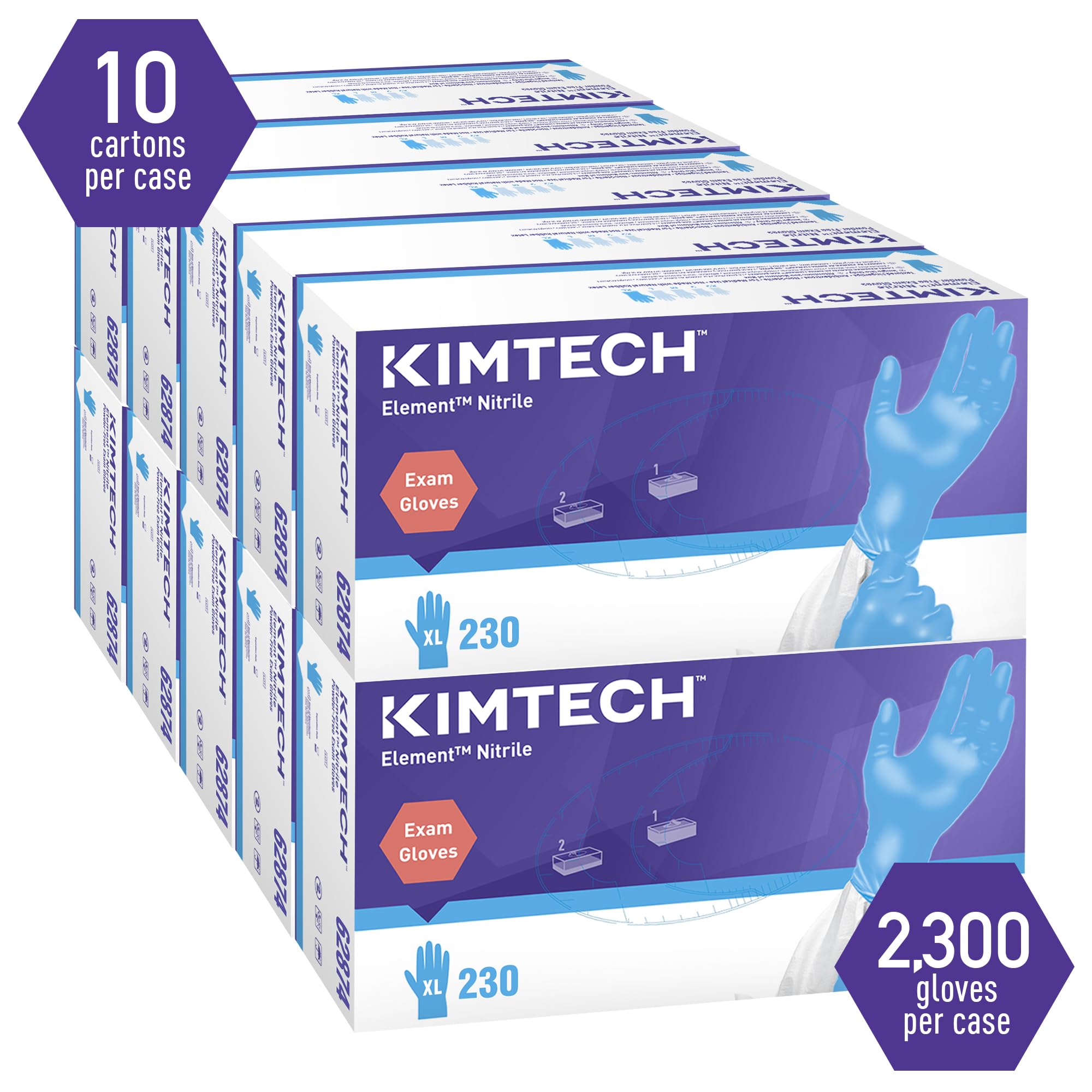 KIMTECH™ Element™ Nitrile Exam Gloves (62874), Thin Mil, 3.2 Mil, Ambidextrous, 9.0”, XL, 230 / Box