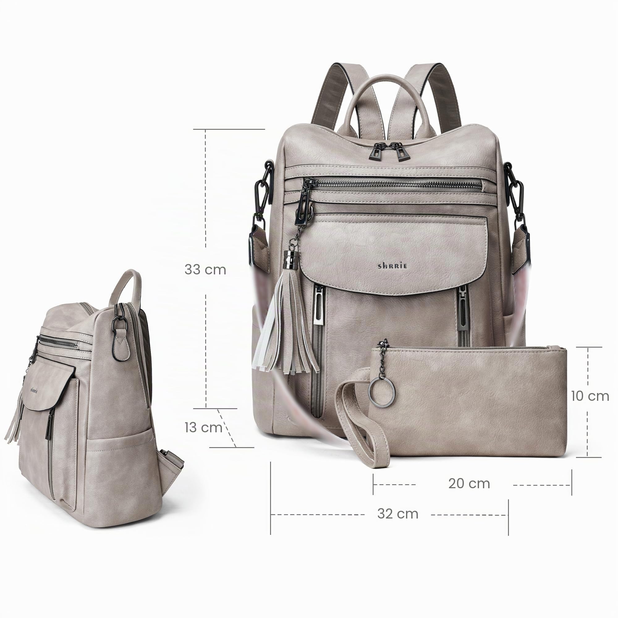Shrrie Zaino per le donne moda in pelle Zaino, Borsa Designer Zaino da viaggio Borsa a spalla convertibile con