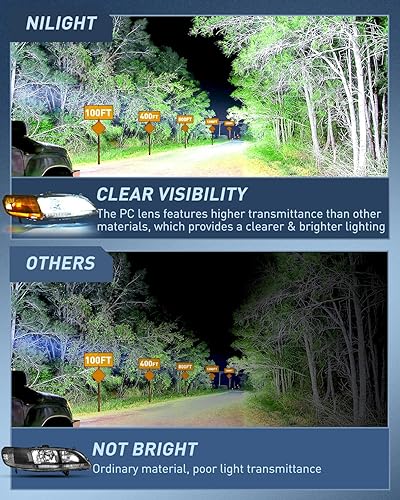 Miniatura 3 de Nilight Conjunto de faros delanteros compatible con Honda Accord 1998, 1999, 2000, 2001 y 2002, carcasa negra, reflector transparente, lente