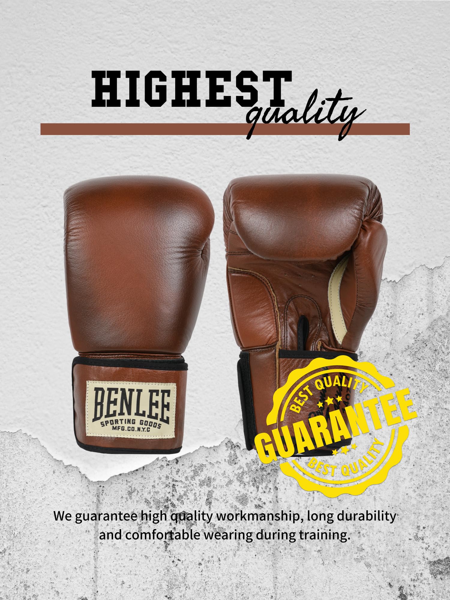 BENLEE Guantes de Boxeo de Cuero Premium Training