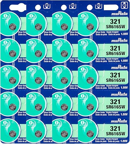 Murata Batería 321 SR616SW 1.55V Pila de botón de reloj de óxido de plata (20 baterías)