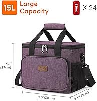 Vista 154 de Lifewit Bolsa de Almuerzo Mediana Aislada Caja de Almuerzo Hielera Suave Bolsa Refrigerante para Adultos Hombres Mujeres, Gris 12 Latas (9L)