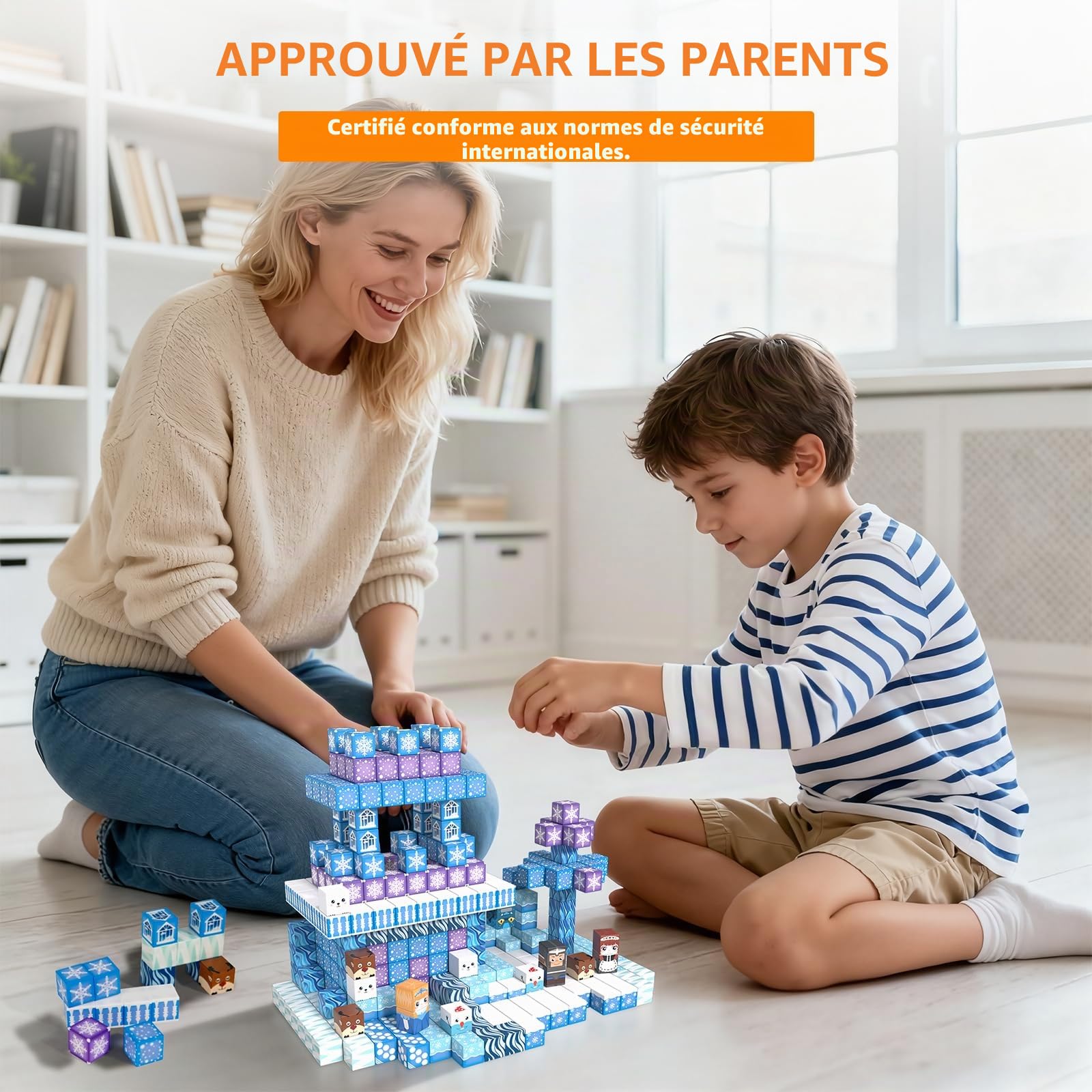 Vdealen 300 PCS Cube Magnétique Construction Magnetique Enfant, Empilage de Jouet de Cube Magnétique pour Enfants, STEM Montessori Sense Toy pour Garçons et Filles D'âge 3+Cadeau de Noël