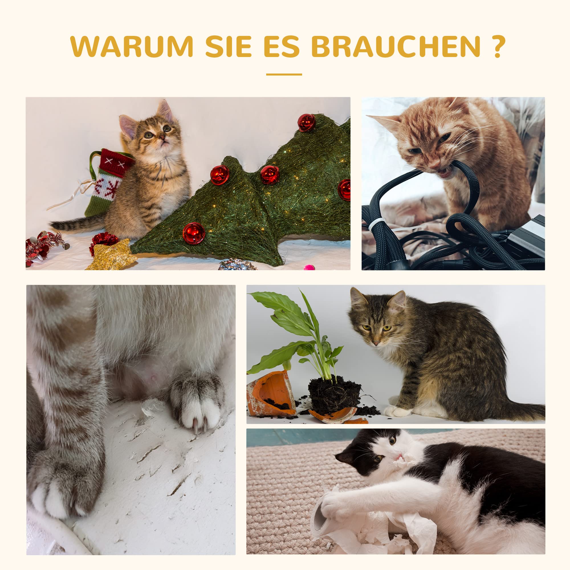 PawHut Katzenhöhle, Katzenbett mit Hängematte, Sisalstamm, Plattform Katzenhaus aus Holz Kratzbaum für Katzen für Indoor 70 x 35 x 60 cm Natur