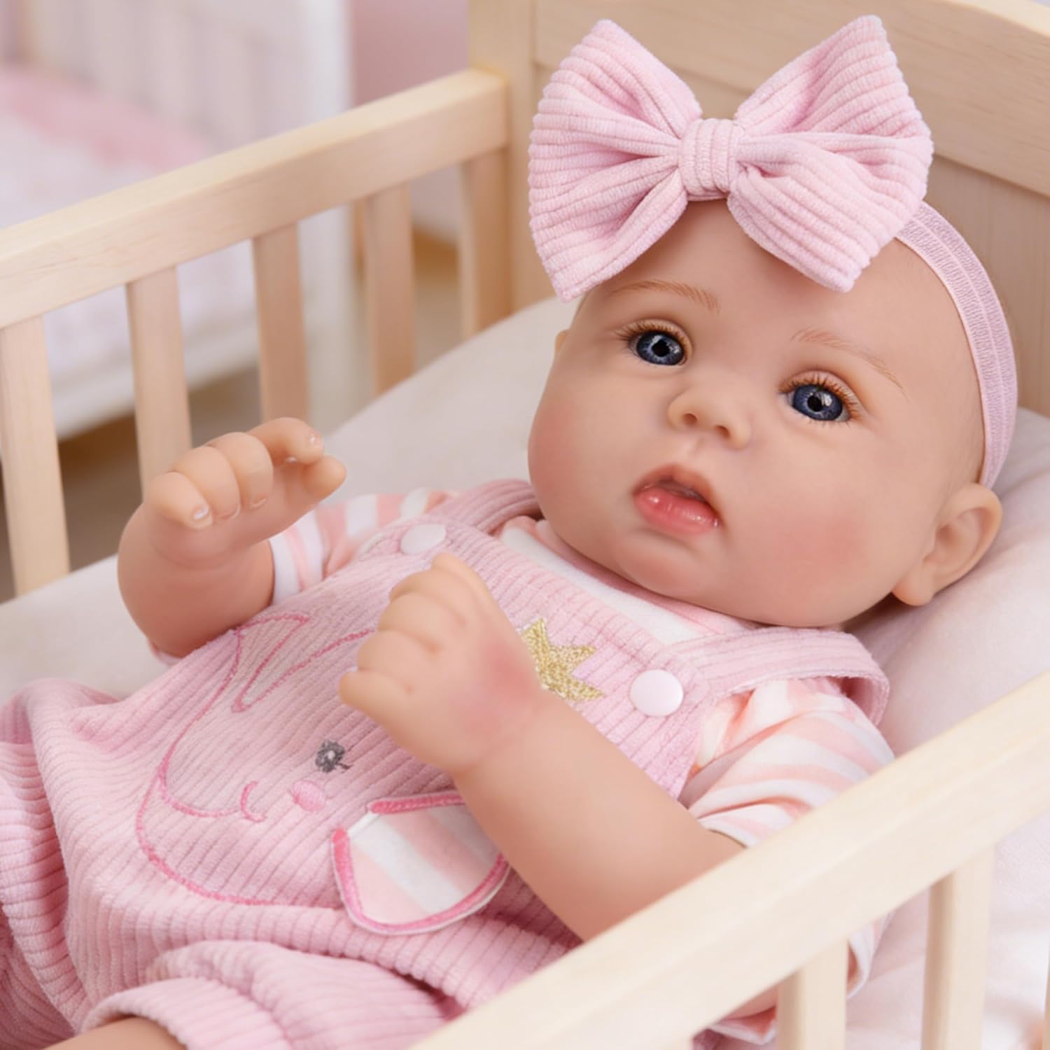 Milidool Lifelike Reborn Baby Dolls Realistic Baby Girl Dolls 18Inch Newborn Baby Girl with Pink Doll Clothes with Elephant Pattern for Kids Age 3+