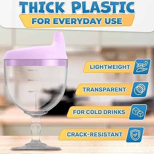 Miniatura 3 de Taza de vino navideña para bebés con pajita para niños pequeños  Vaso a prueba de derrames de 5 oz con tapa, divertido diseño de copa de vino, fácil