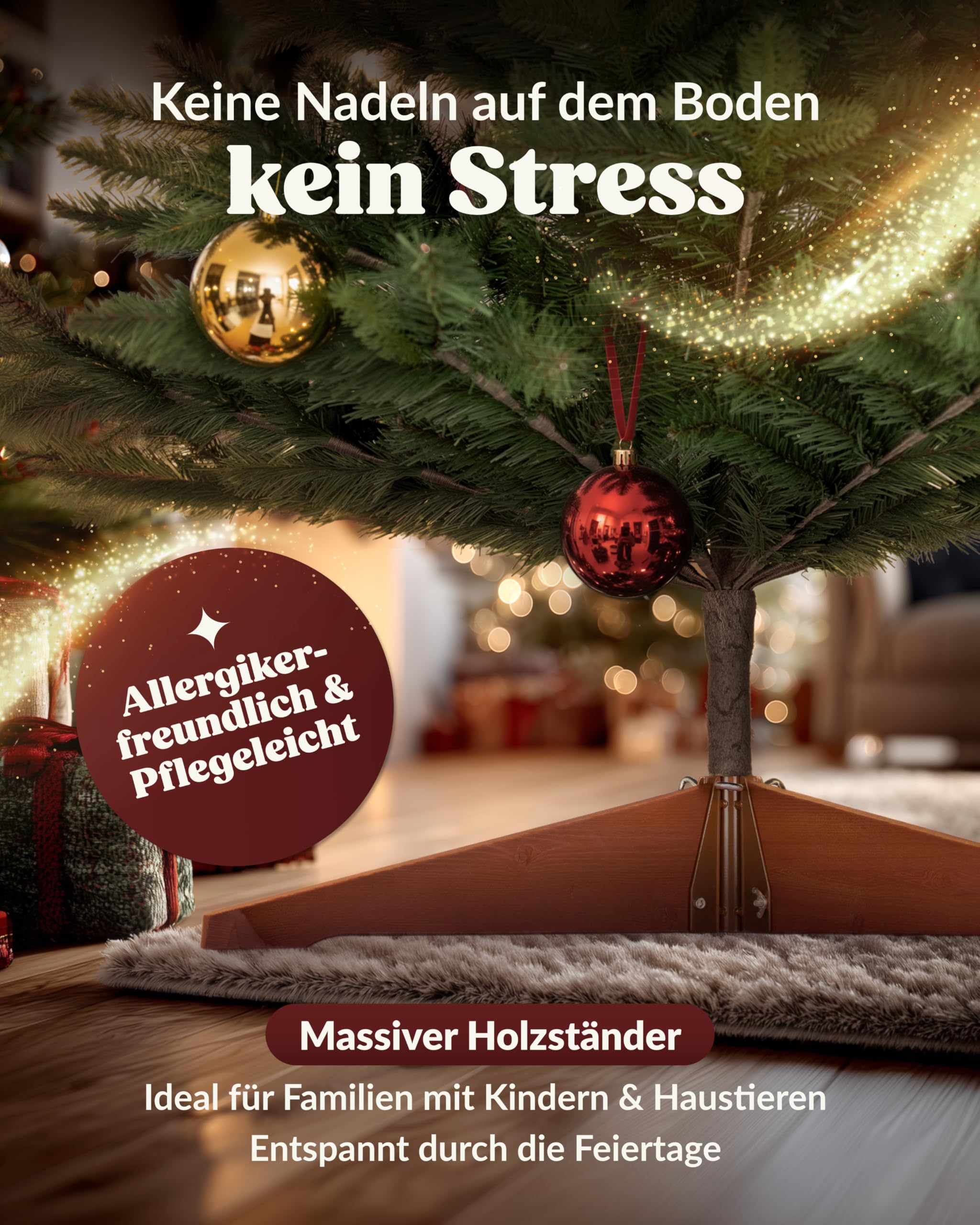 Amari ® Naturgetreuer Künstlicher Weihnachtsbaum 220cm - Tannenbaum Künstlich Christbaum Christmas Tree - Künstliche weihnachtsbäume - Faltbarer Weihnachtsbaum Künstlich