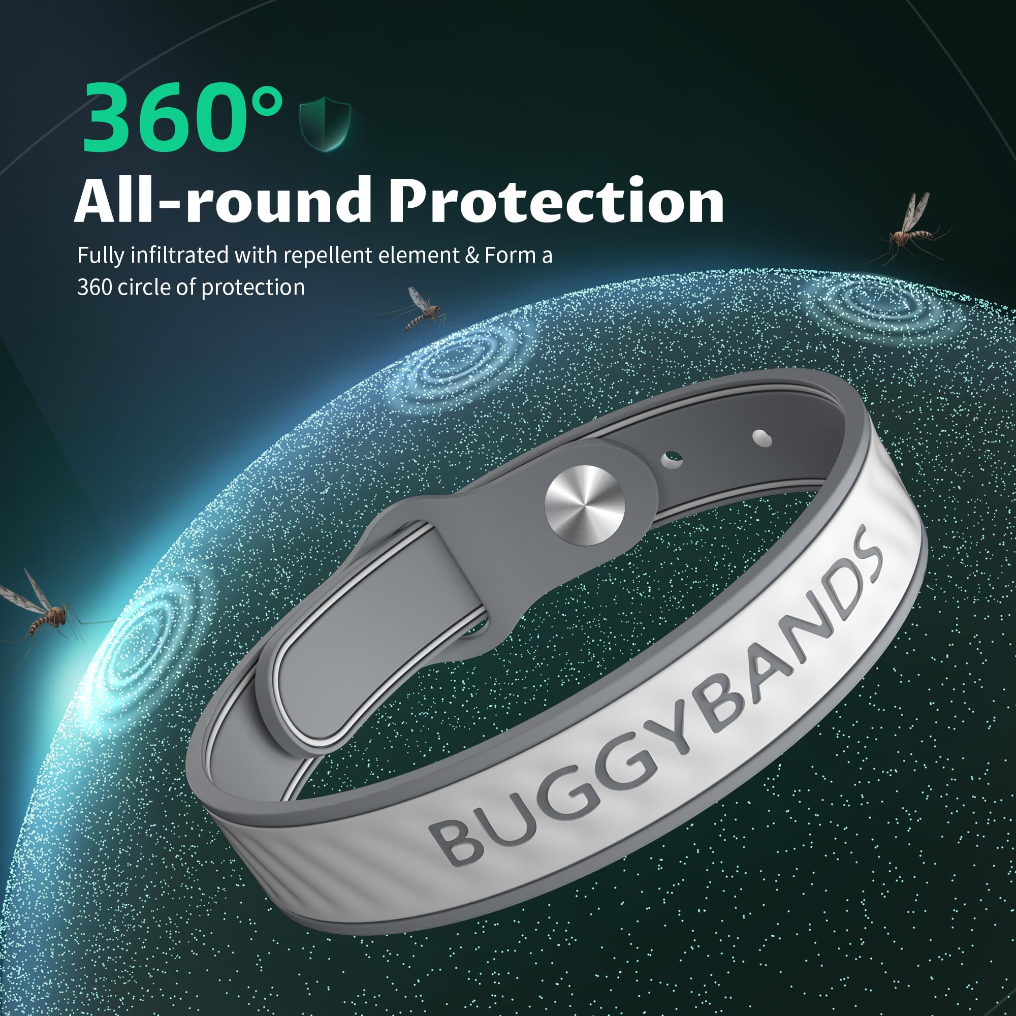 BuggyBands Mosquito Repellent Bracelets, 6 Pack Silicone Mosquito Repellent Bands with DEET Free, Natural & Waterproof Bug Wristbands for Kids and Adults, Outdoor Traveling Protection