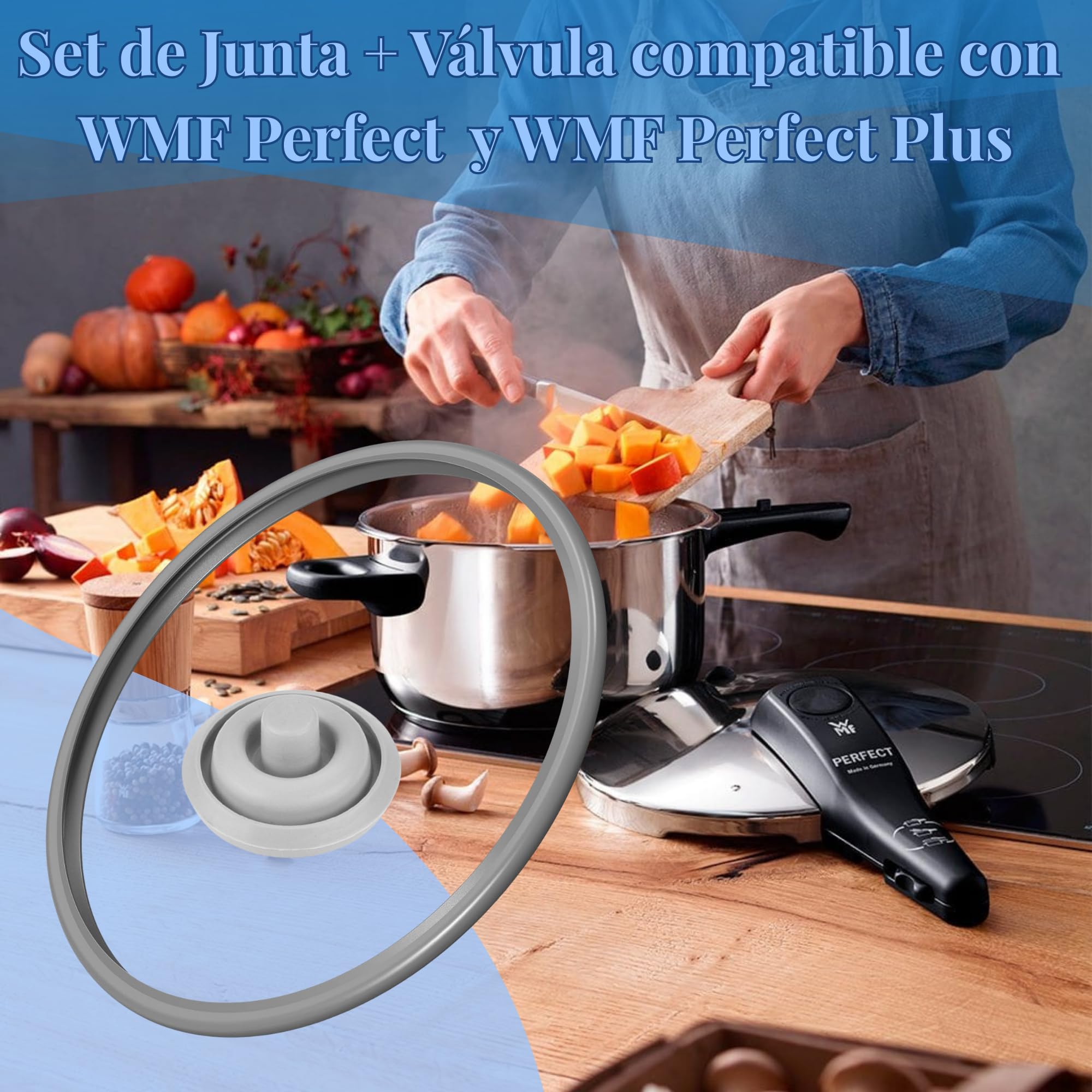 Junta de goma olla WMF Perfect y WMF Perfect Plus Ø22 + válvula indicadora de cocción Ø3 | pack de 1 y 2