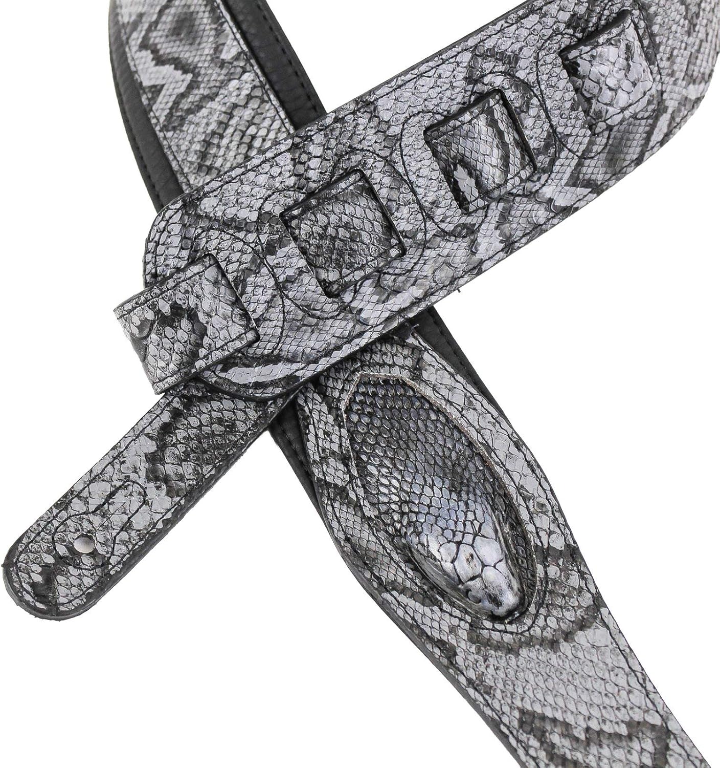 Walker & Williams SF-106 Slate Grey Python Textured Snake Pattern Strap with Snakehead