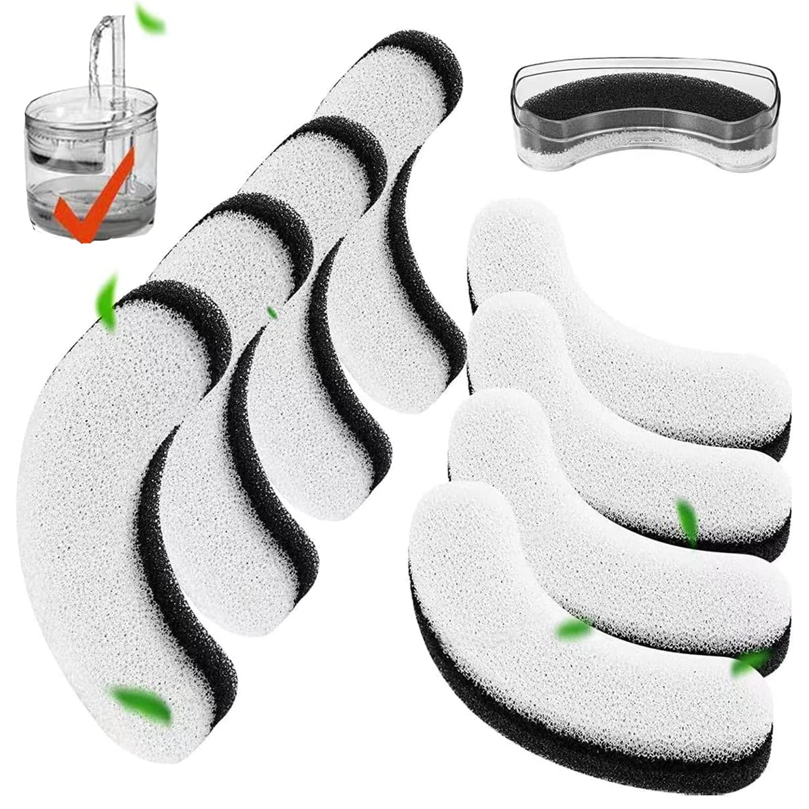 Filtros de fuente de agua para gatos, paquete de 8 filtros de repuesto para fuente de agua transparente para gatos, dispensador de agua para perros