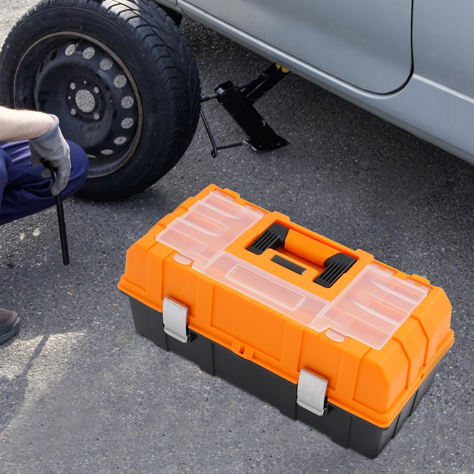 Caja de herramientas Stanley con asa plegable, caja de herramientas vacía, cómoda y portátil, 3 niveles con mucho espacio de almacenamiento, para bricolaje, artesanos y profesionales