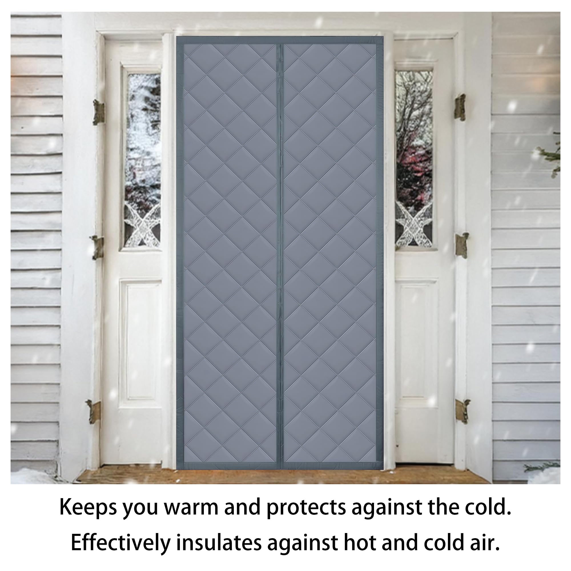 Tenda per Porta Inverno Termica 61 x 188 cm Antivento in Tessuto Oxford, Inverno Termica Tende per Porta Isolante Termico e Acustico per Balcone Soggiorno, grigio argento