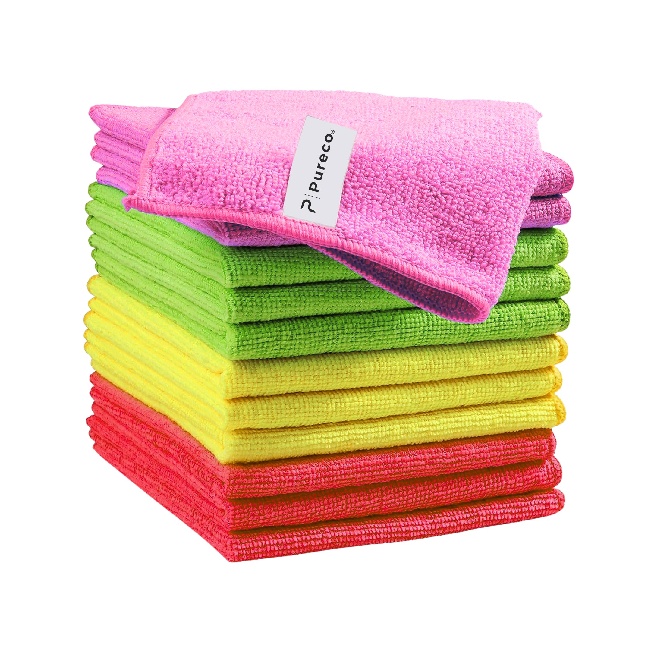 PURECO Microfibre Cleaning Cloth, All Purpose Surface Towel, Streak & Scratch Free, Reusable | 12 Pack, 30cmx30cm