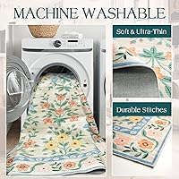 Vista 11 de Vintage Bohemian Entry Rug, 2x3 Small Entryway Rug Boho Kitchen Rugs Non-Slip Washable Indoor Door Mat, Distressed Floral Soft Accent Throw Rugs for