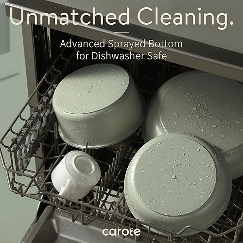 Miniatura 5 de CAROTE Juego de 5 ollas y sartenes antiadherentes, juego de utensilios de cocina, apto para horno, lavavajillas, nevera, juego de ollas que ahorran