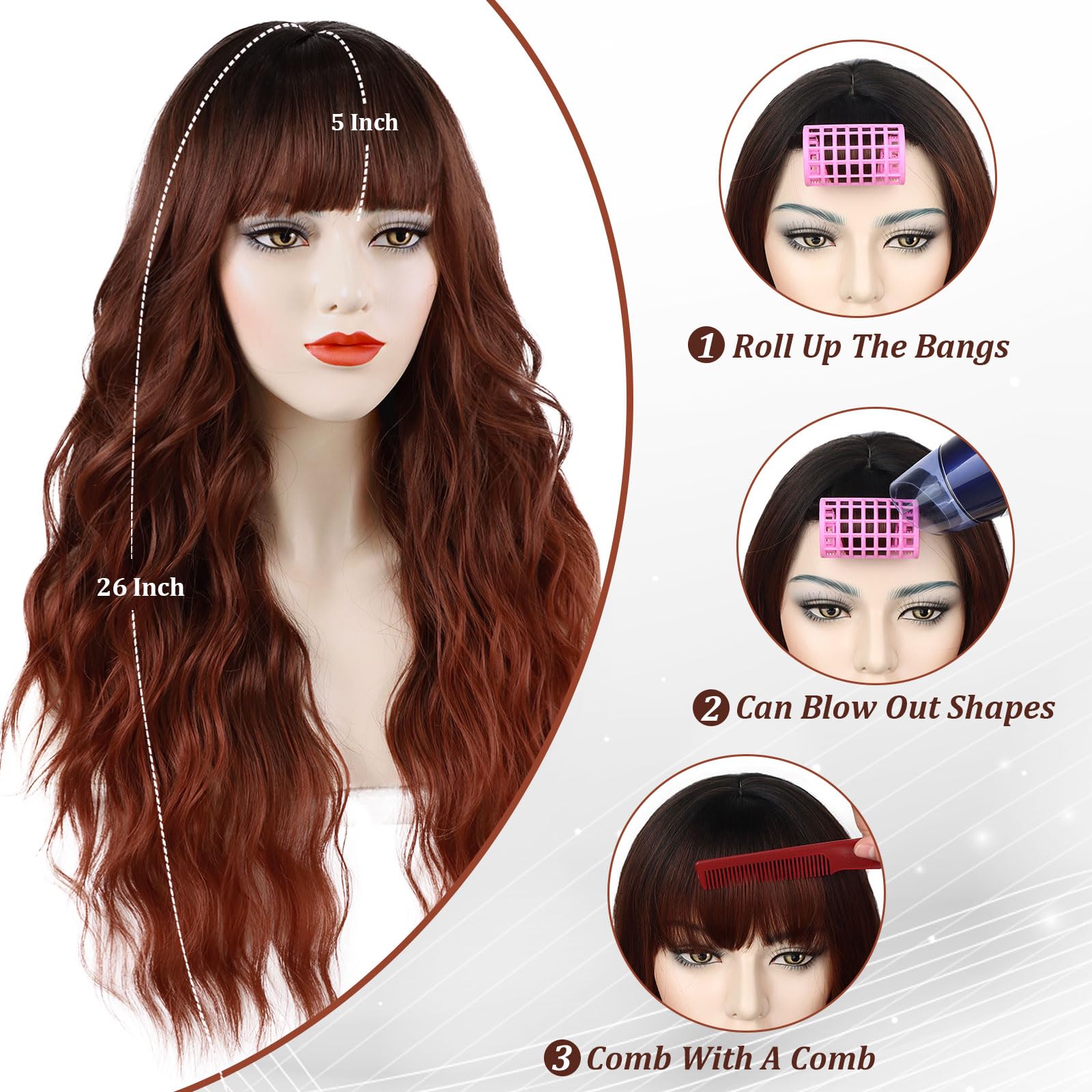 Amazon.com : Wallden Hair Auburn Wigs with Bangs for Women 