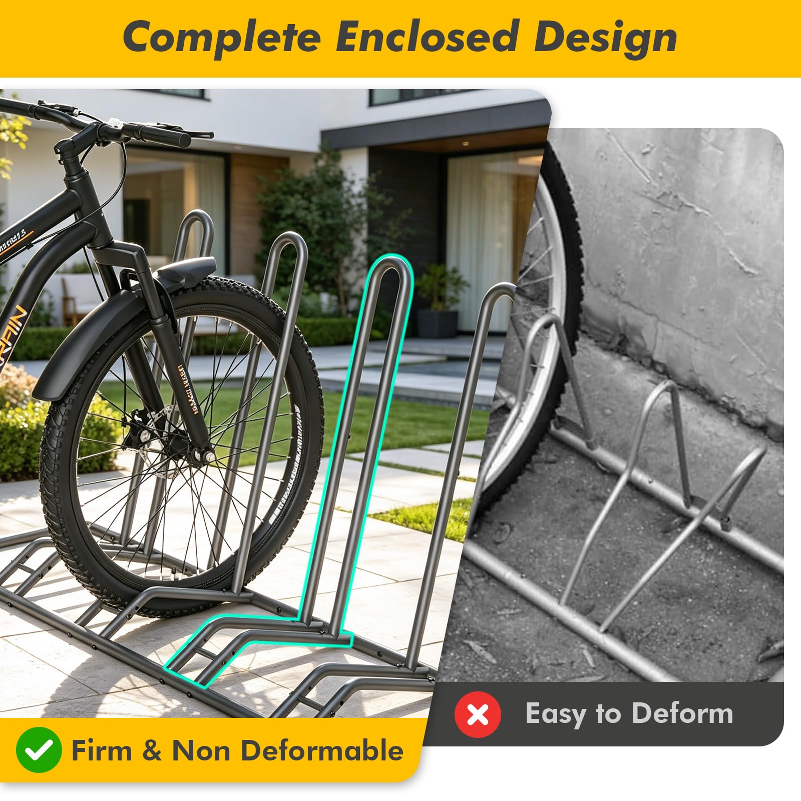 Support Range Velo Réglable – Râtelier Vélo 5 Places, Rangement Velo Garage à Double Usage, Porte-vélos avec Ancrage au Sol pour Sécurité, Parfait pour Garage/Jardin