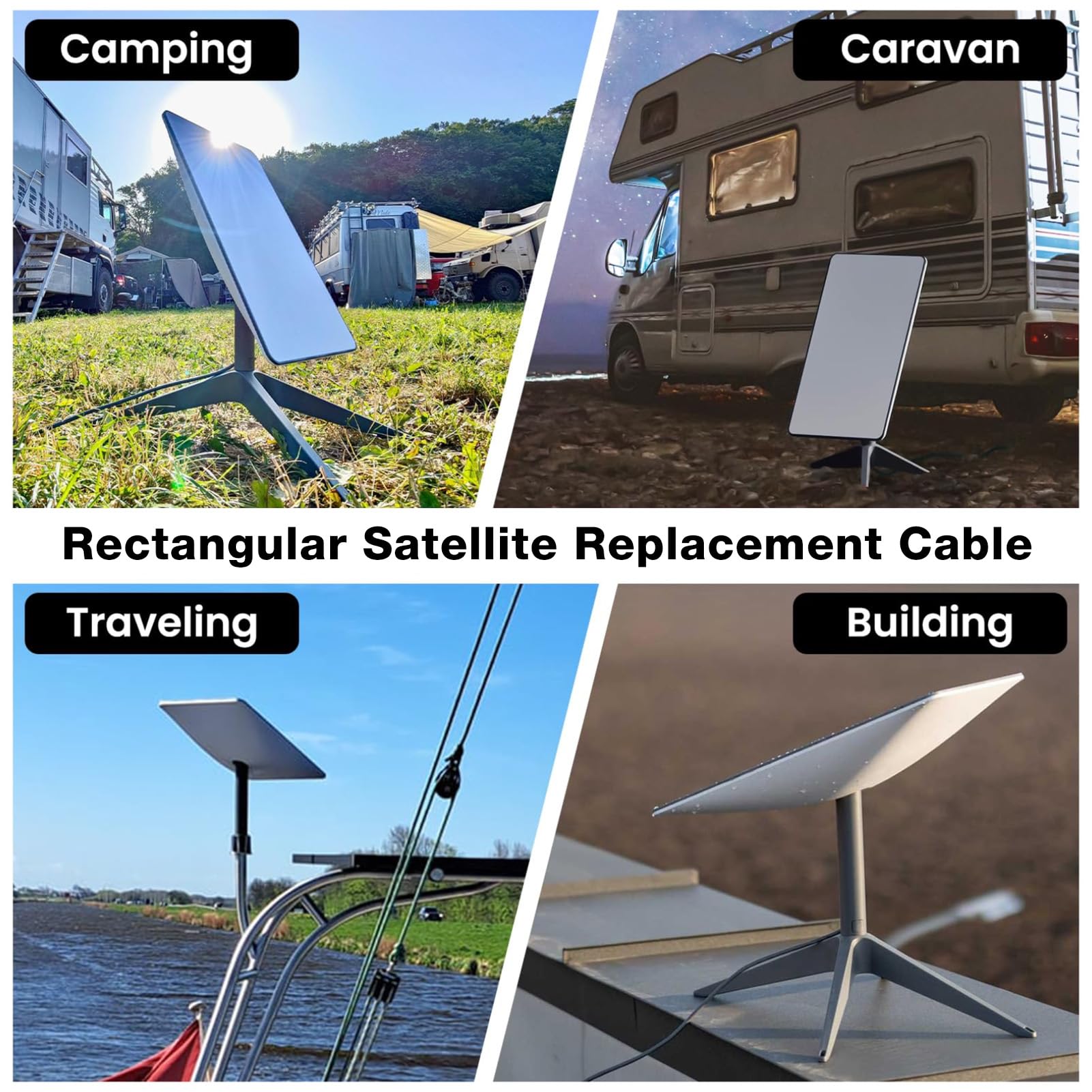Cavo Ethernet Satellitare Rettangolare da 1200 Mbps Sostitutivo per Gen2 V2, Impermeabile IP68, Plug and Play per un Trasferimento Rapido dei Dati, Design Grigio per Tutte le Condizioni (30
