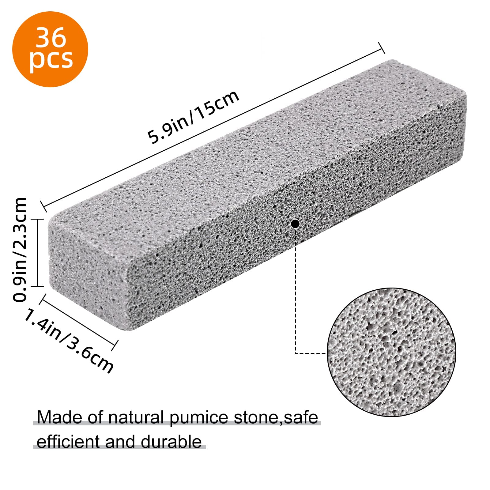 Superlele 36 Pack Pumice Stones for Toilet Cleaning Bowl Stick,Pumice Scouring Pad Pumice Stick Cleaner for Cleaning Toilet, Bathtubs, Kitchen Sink, Grill, Household (5.9 x 1.4 x 0.9 Inches)