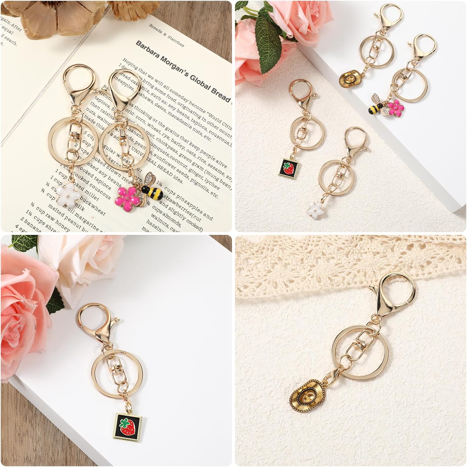 20Pcs Lobster Claw Clasps Swivel Snap Hooks with Flat Split Keychain Ring Gold Key Chain Rings with Lobster Clasp Keychain Clip with Swivel Trigger for DIY Craft Jewelry Making - Image 7