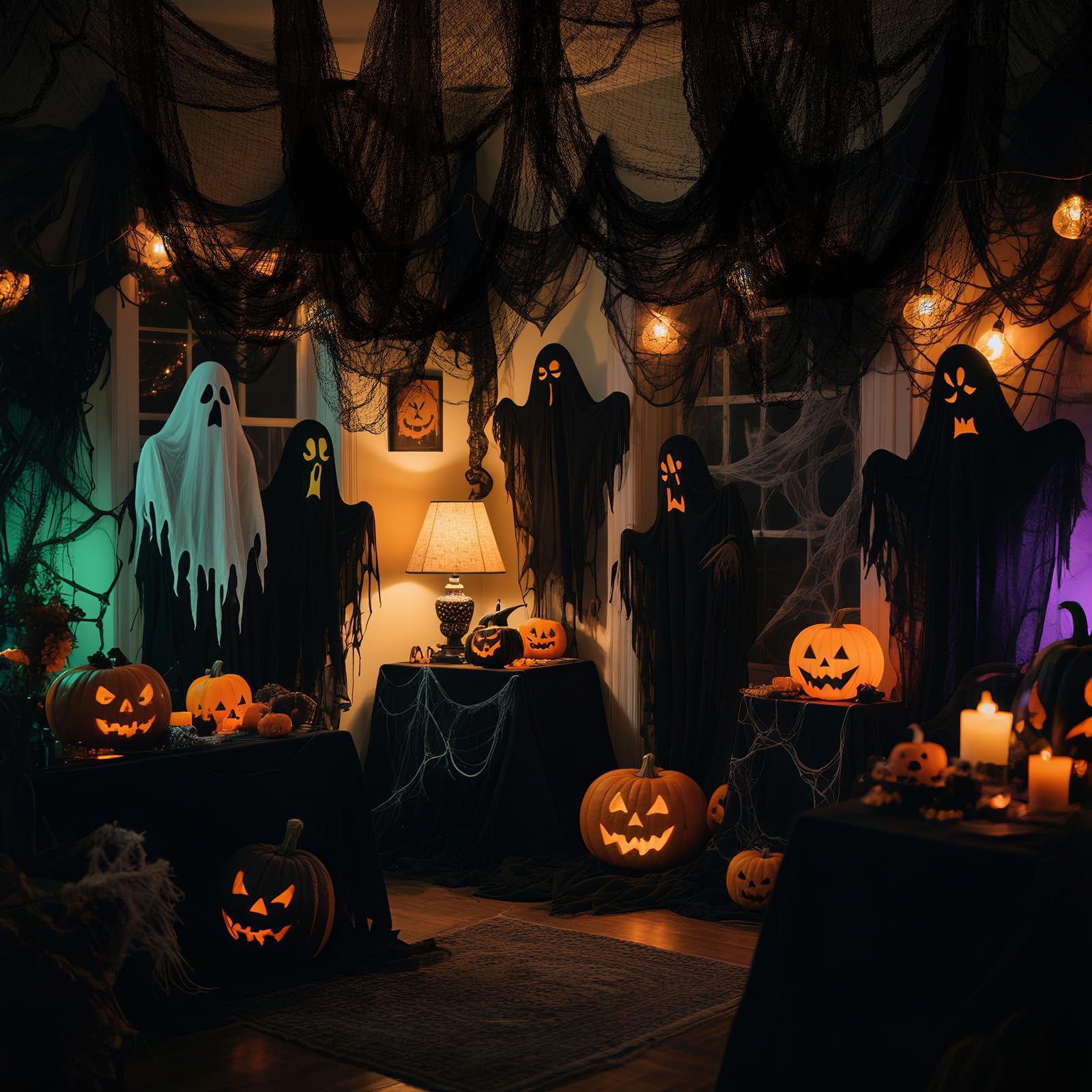 Amazon.com : 6 Pack Halloween Black Gauze Wall Decor,Outdoor