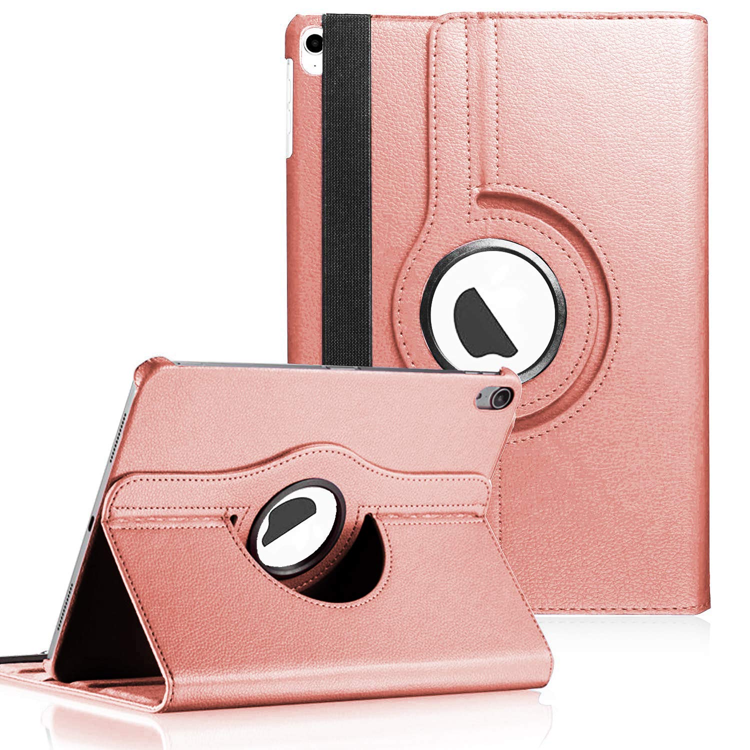 Microsonic Apple iPad Air 5.Nesil 2022 için Kılıf (A2588-A2589-A2591) 360 Rotating Stand Deri Rose Gold [iPad Air 5 2022 ile Uyumlu Kılıf - Rose Gold]