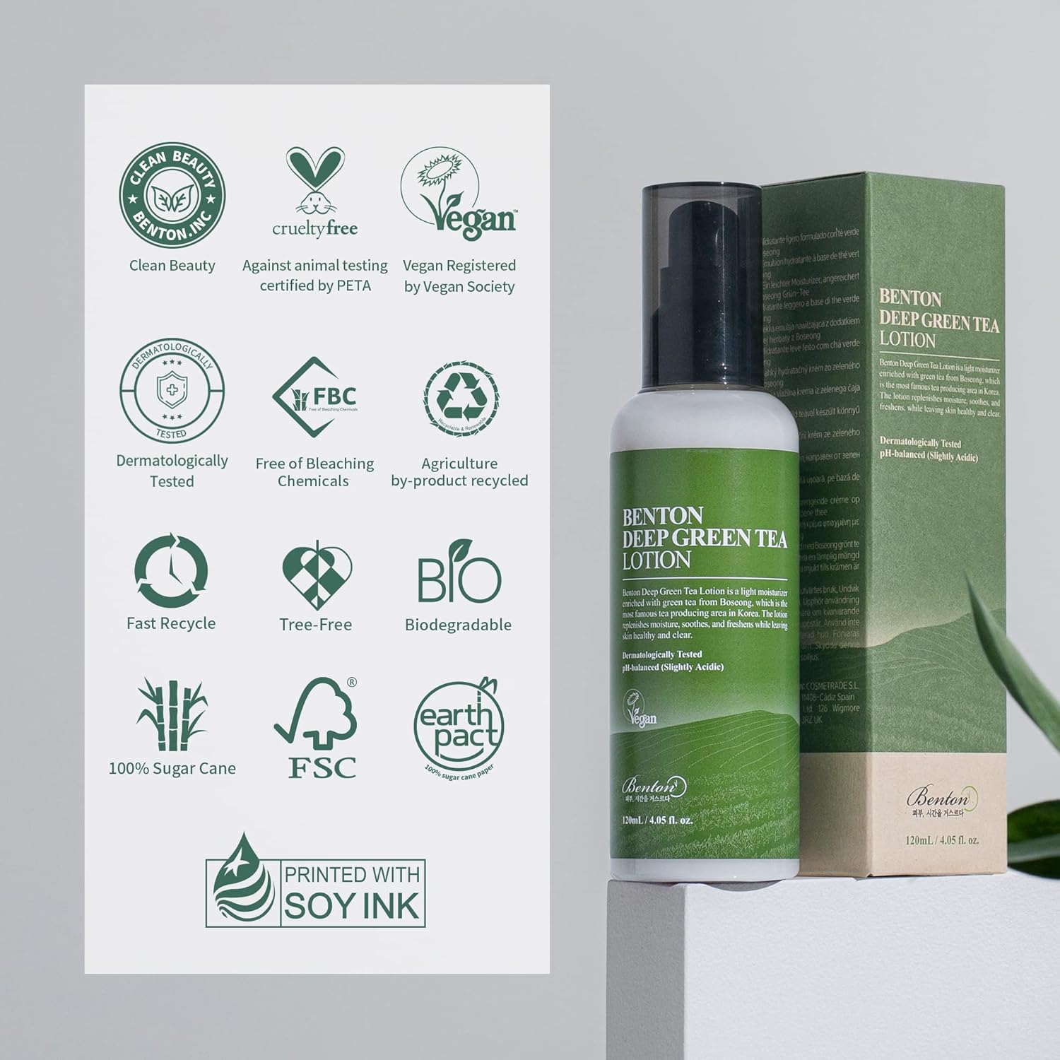 BENTON Deep Green Tea Face Moisturizer 4.05 fl.oz | Hydrating Korean Green Tea Face Lotion | Soothing & Refreshing Moisturizer for Acne Prone Skin - Image 6