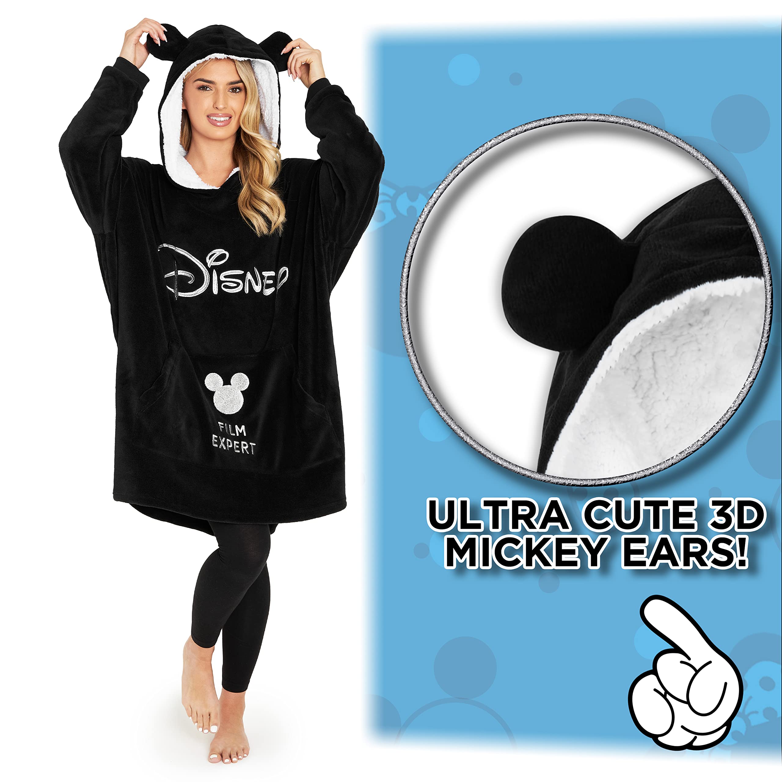 Disney Felpa Donna con Cappuccio, Oversize Blanket Hoodie Calda di Pile Minnie e Mickey