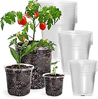 Vista 8 de Macetas de vivero reforzadas transparentes de 1 galón con agujero de drenaje, paquetes de 30, macetas transparentes de 6.7 pulgadas para semilleros