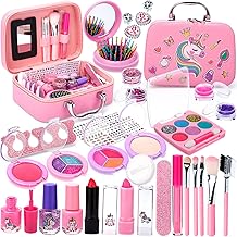 Purpledi Maquillage Jouet 30pcs Jouet de Maquillage Lavable et Non Toxique, Maquillage Enfant Fille , Valise Beauté, Cadeau de Noël Anniversaire pour Fille 3 4 5 6 7 8 Ans