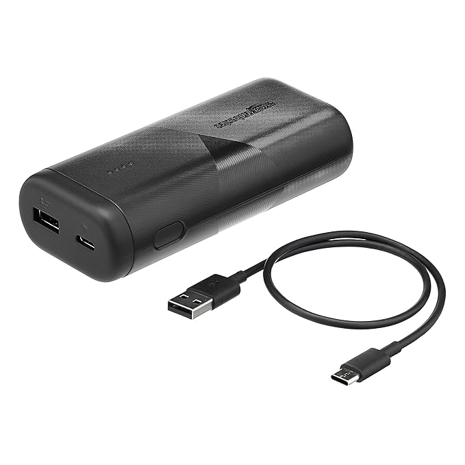 Amazon Basics Powerbank, mit 18 W, ultraportabel, 10.000 mAh, Schwarz