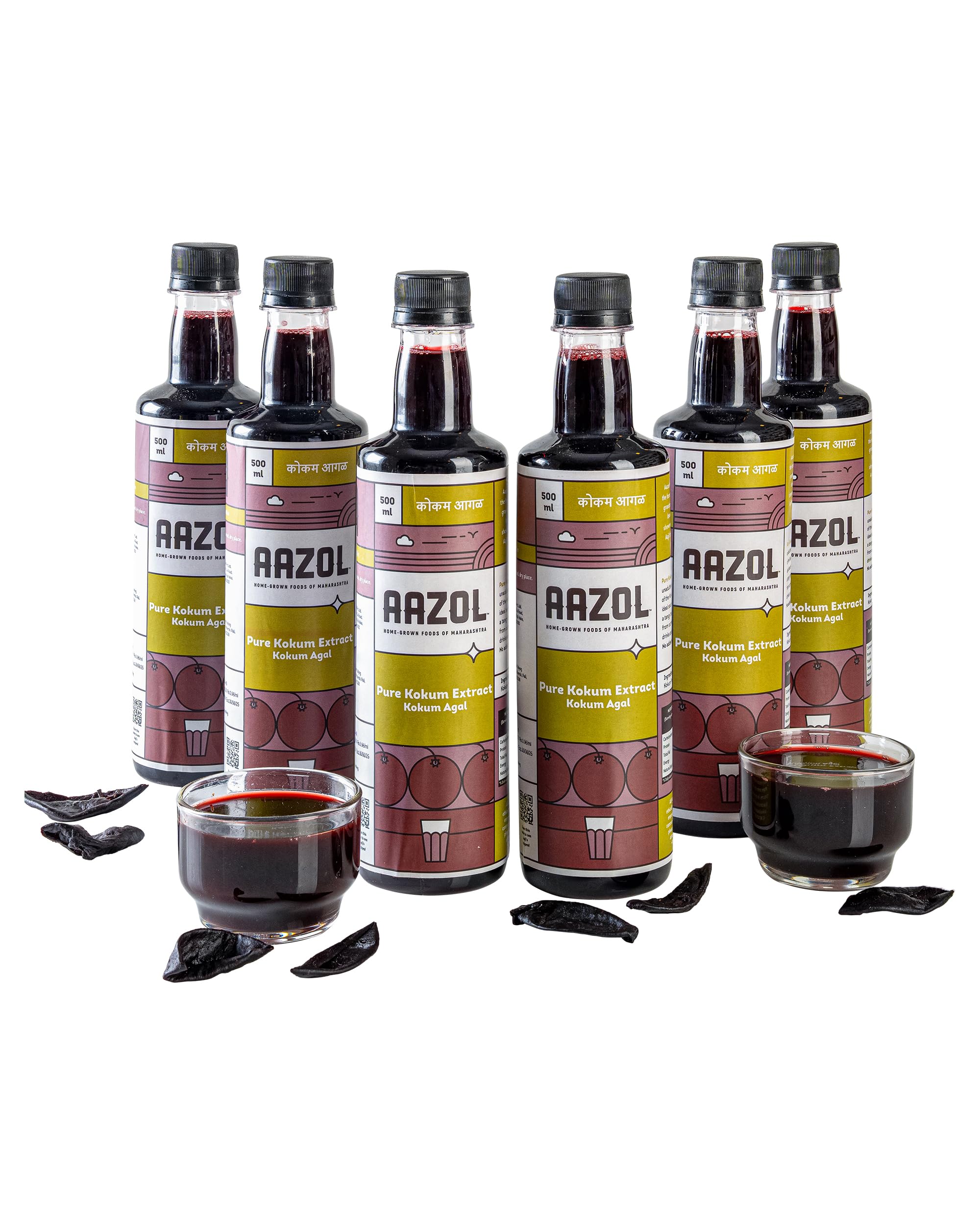 Pure Kokum Extract: Kokum Agal - 3L (500ml - Pack of 6) | NO Sugar NO Salt | Essential for Summers | Pure & Cooling | Ideal for Kokum Sherbet & Sol Kadhi