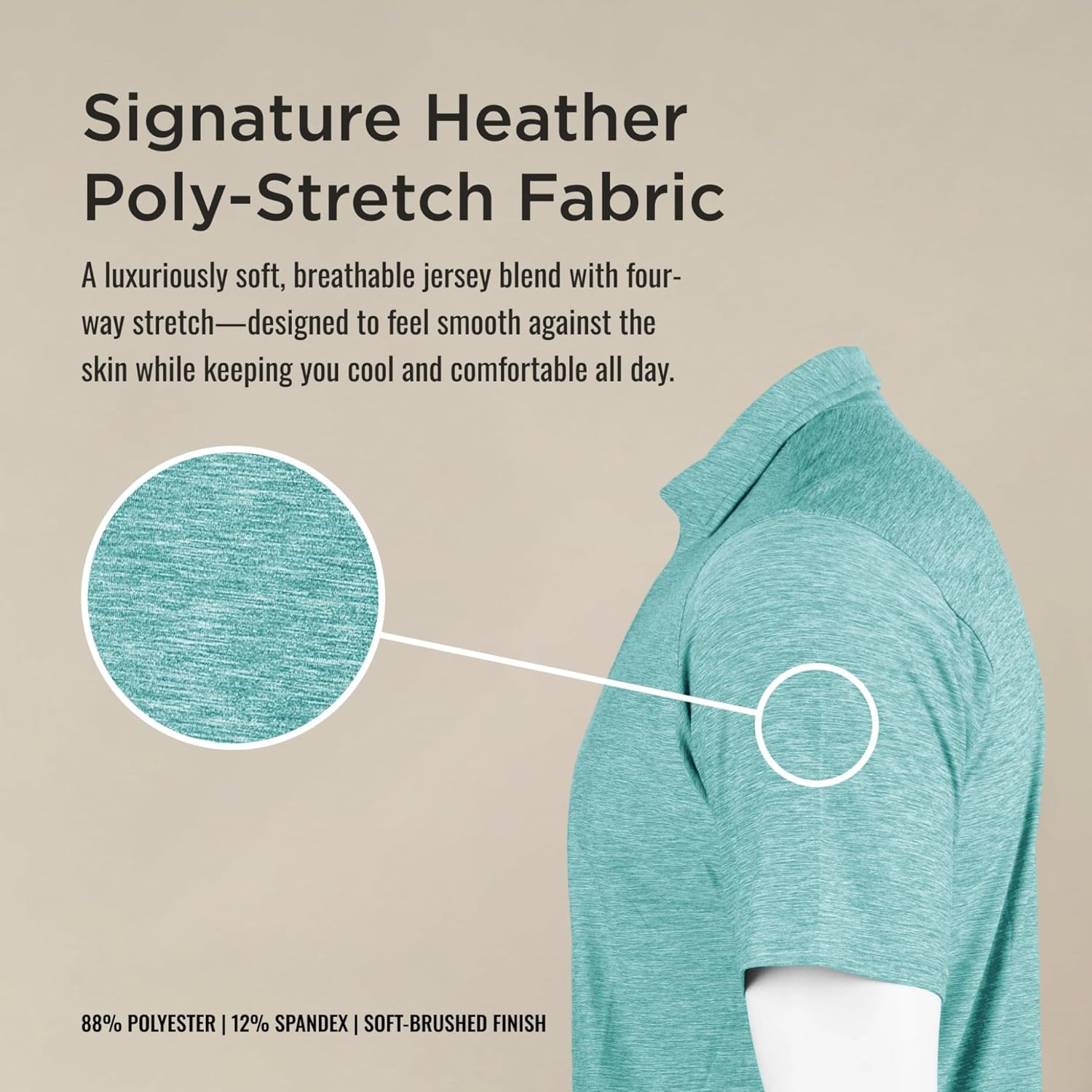 Antigua Men's Par 3 Polo - Soft Heather Poly-Stretch Golf Shirt | Moisture-Wicking Performance Top for Comfort & Style - Image 4