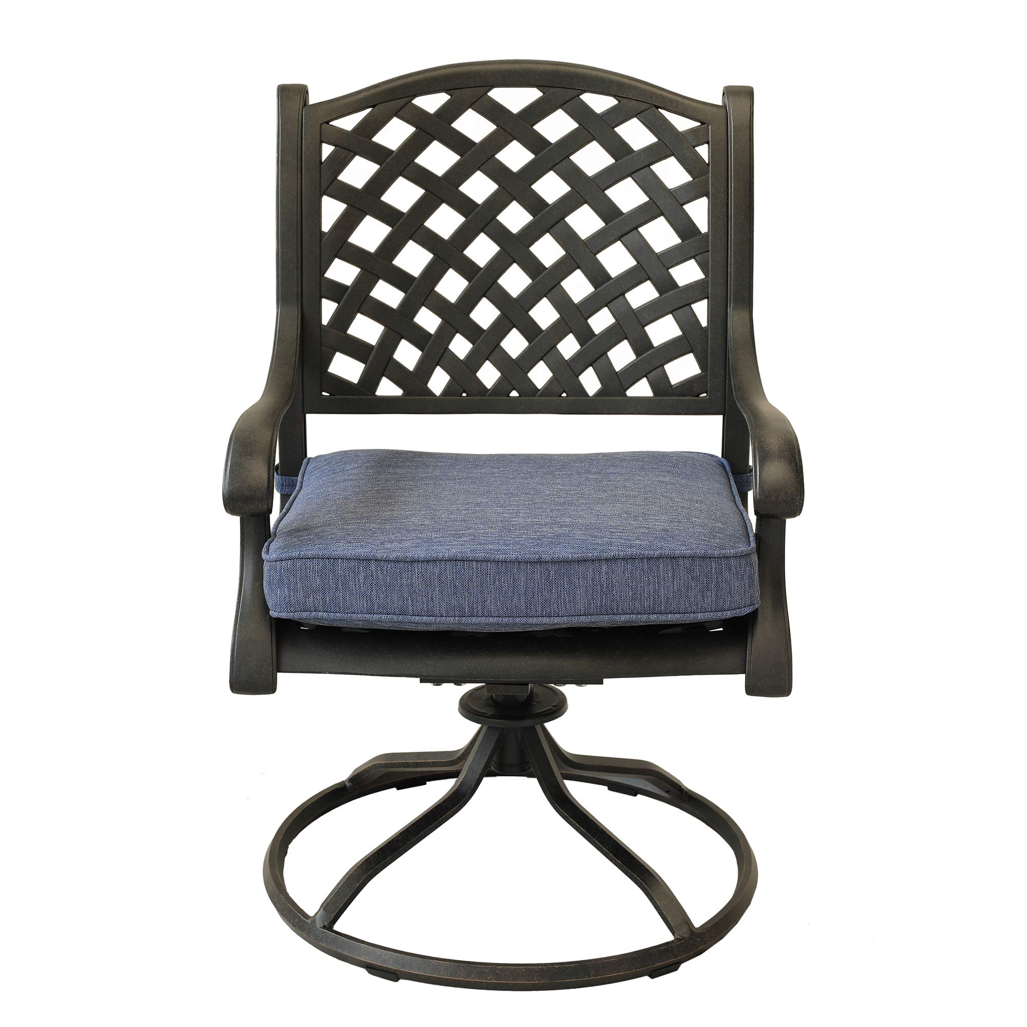 GOWE Patio Outdoor Dining Swivel Rocker Chairs with Cushion, Set of 2, Navy Blue