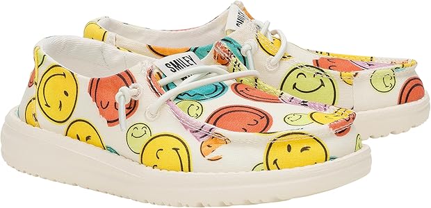Amazon.com | HEYDUDE Wendy Smiley Cream/Multi, Womens Shoes