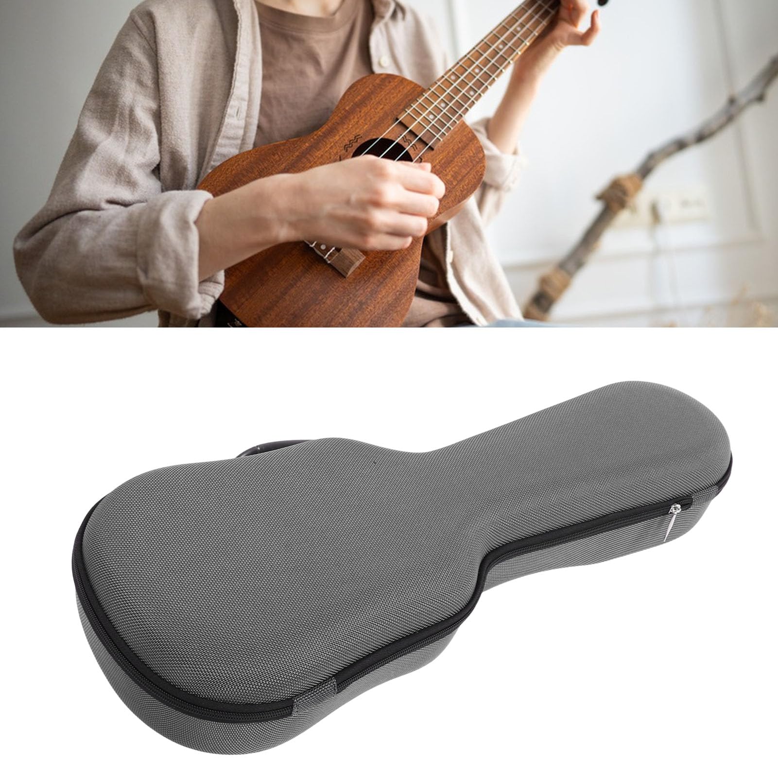 Kadimendium 21-calowa Torba na gitarę akustyczną Wodoodporna, Lekka, Przenośna Torba Koncertowa do Podróży i Przechowywania Poliester 1200D (Szary)