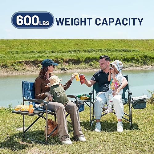 Miniatura 5 de Timber Ridge XXL - Silla de directores de gran tamaño de 600 libras, silla de campamento resistente con bolsa y mesa enfriadora, silla plegable