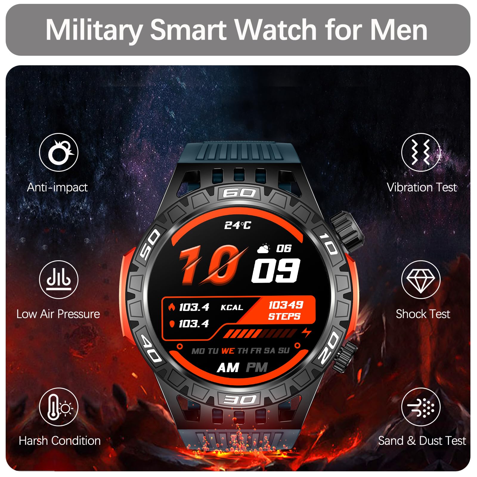 Yoyofit Smart Watch Rugged And Military With Ip68 Waterproof
