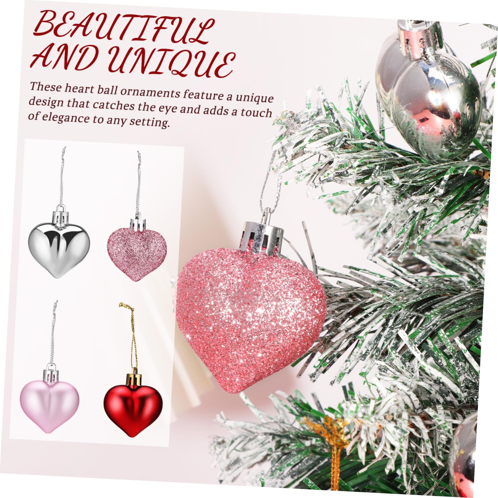 PRETYZOOM 3 Juegos Colgante De Bola De Corazón Corazón Decoraciones Colgantes Bolas Colgantes Bola De San Valentín De San Valentín Decoraciones Árbol De Navidad 48 Uds * 3