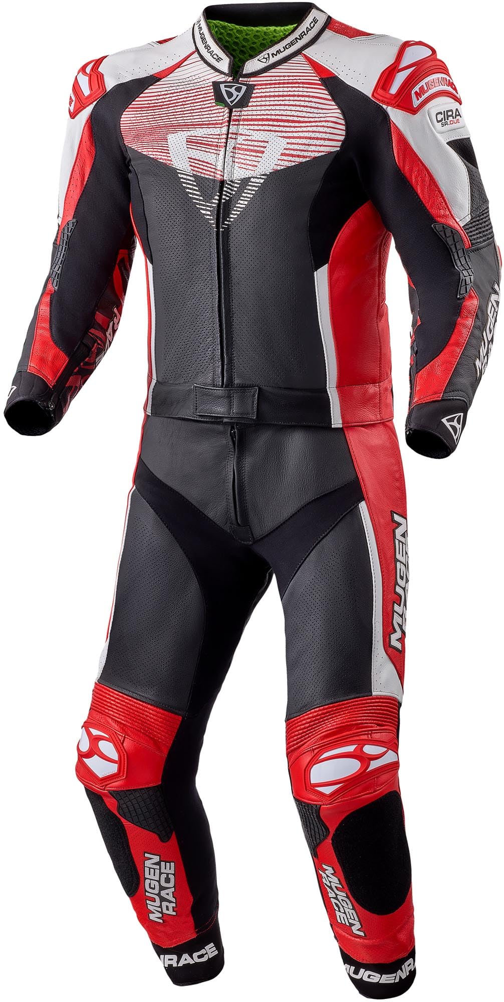 MUGENRACE Scorpion perforowany dwuczęściowy skórzany kombinezon motocyklowy, czarny/biały/czerwony, 58