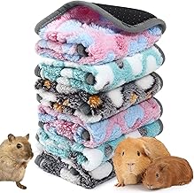 6 Pcs Waterproof Guinea Pig Blankets Small Animal Fleece Bedding Reusable Guinea Pig Cage Liner Washable Pet Pee Pads Soft Sleep Mat Pad Cover for Hamster Ferret Kittens Squirrels (13.8 x 13.8In)