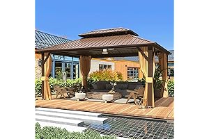 YOLENY 12x16 Gazebo with Galvanized Steel Double Roof