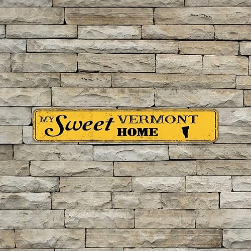 Miniatura 5 de Farmhouse My Sweet Home Vermont US State Map Silhouette - Letrero de metal decorativo de aluminio con texto en inglés "Man Cave Street" para