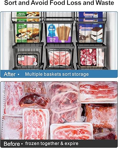 Miniatura 2 de iSPECLE Organizador de pecho para congelador, paquete de 2 cubos organizadores colgantes para congelador con mango expandible para congelador de 7