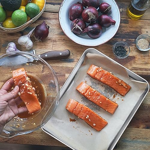 Miniatura 5 de TeamFar Molde para lasaña (3 sartenes y 3 tapas), 12 & 10 pulgadas y 9 pulgadas de diámetro, molde rectangular de acero inoxidable para hornear