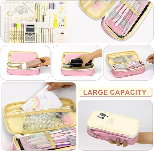 Miniatura 5 de Estuche para lápices de gran capacidad, oficina, academia, escuela, almacenamiento grande, bolsa duradera para bolígrafos, niños, adolescentes y